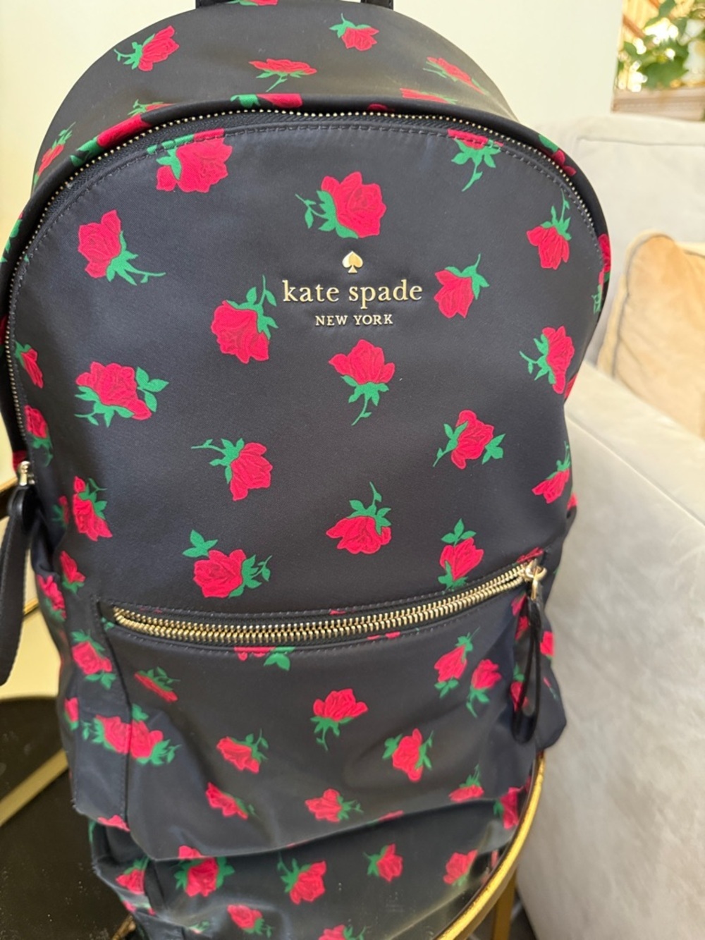 Kate Spade New York Black Rose Toss Large Backpack - Picture 6 of 10